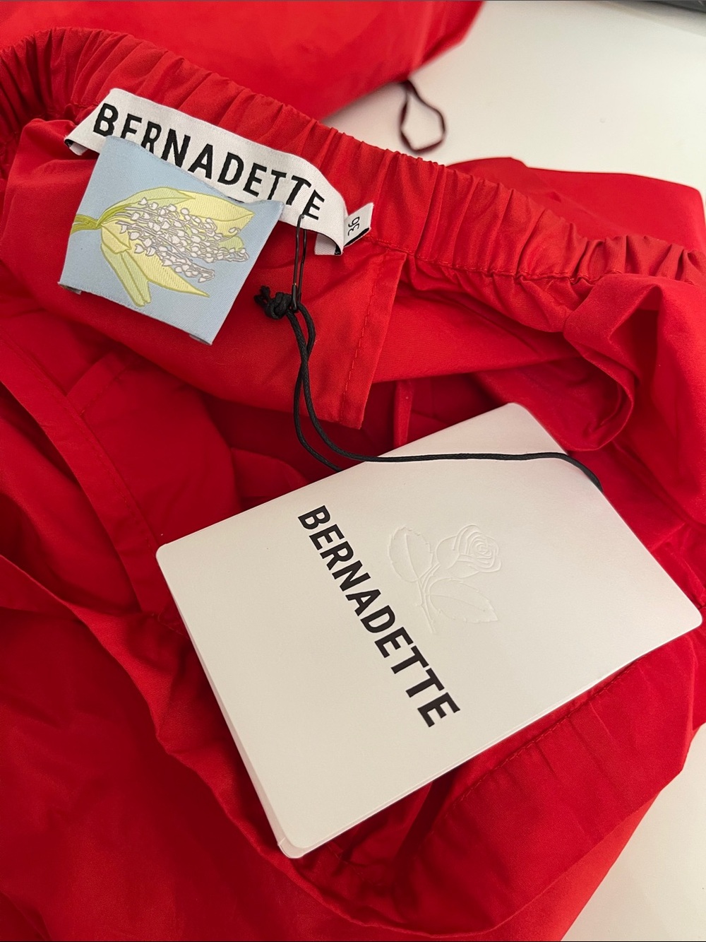 BERNADETTE Brigitte Off the Shoulder Bow Embellished Taffeta Red Maxi Dress Sz 4 - Picture 9 of 10